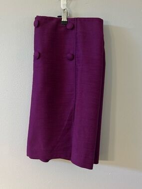LOFT Plum Button-Accent Pencil Skirt